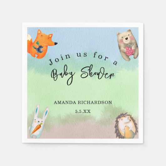 Bosdieren Baby Shower Servet (Voorkant)