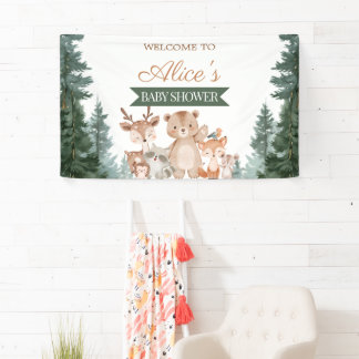 Bosdieren Baby Shower Spandoek