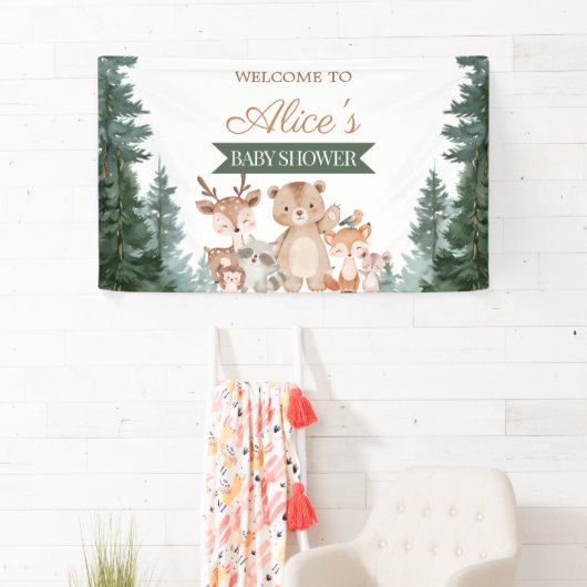 Bosdieren Baby Shower Spandoek (Insitu)