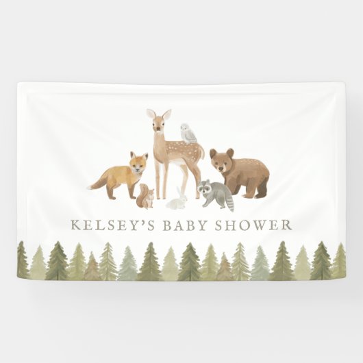 Bosdieren Baby Shower Spandoek (Horizontaal)