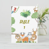 Bosdieren Baby Shower tafel nummers Kaart (Staand voorkant)