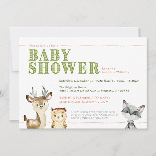 Bosdieren Baby Shower Uitnodiging (Voorkant)