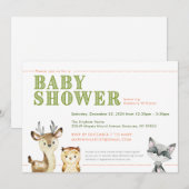 Bosdieren Baby Shower Uitnodiging (Voorkant / Achterkant)