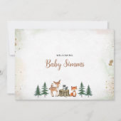 Bosdieren Baby shower Uitnodiging Winter (Achterkant)