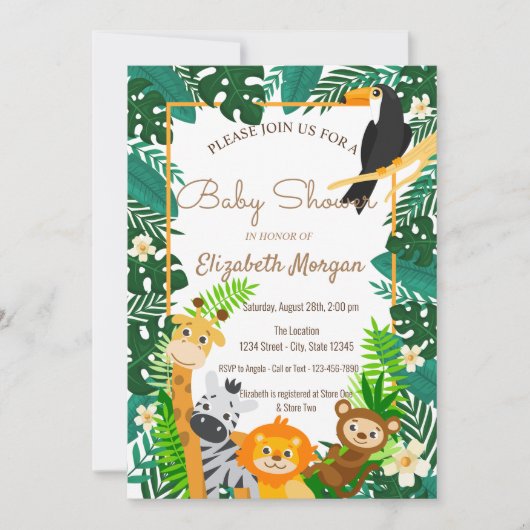 Bosdieren, Baby shower van lederbossen Kaart (Voorkant)