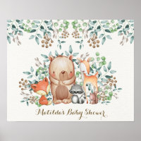Bosdieren Baby Shower Verjaardag Achtergrond