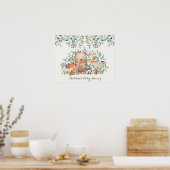 Bosdieren Baby Shower Verjaardagsachtergrond Poster (Keuken)