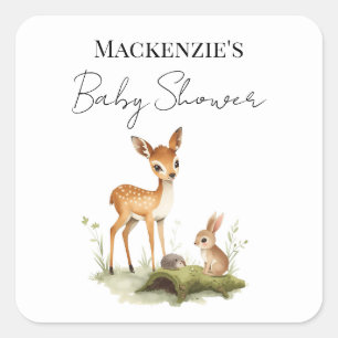 Bosdieren Baby Shower Vierkante Sticker