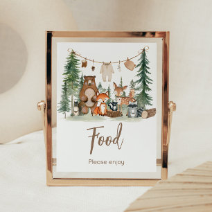 Bosdieren Baby Shower Voedsel Bord Poster