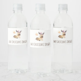 Bosdieren Baby Shower Waterfles Etiket
