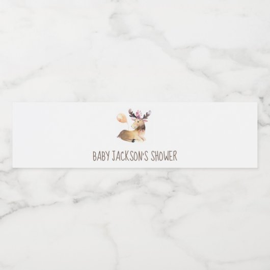 Bosdieren Baby Shower Waterfles Etiket (Enkel label)