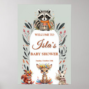 Bosdieren Baby Shower Welkomstbord Cute Voor Poster