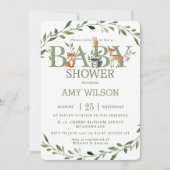 Bosdieren Baby Shower Wisselende Groene Tinten Kaart (Voorkant)