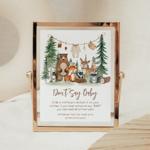 Bosdieren Baby Shower 'Zeg niet baby' bord Poster
