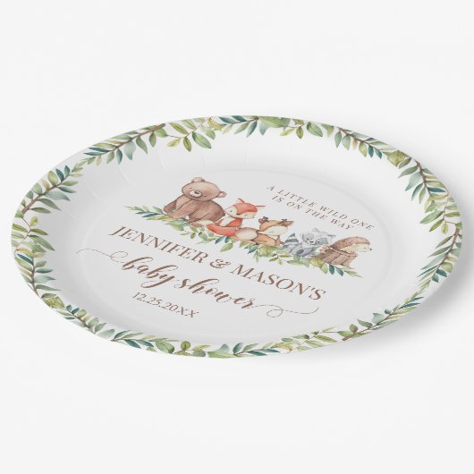 Bosdieren baby showers papieren borden papieren bordje (Gekanteld)