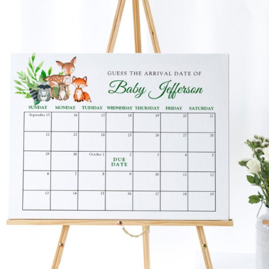 Bosdieren Baby Verwachte Bevalling Datum Kalender Poster