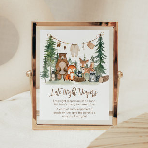 Bosdieren Babyborrel Late Night Luiers Bord Poster