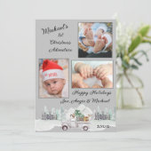 Bosdieren Baby's 1e Kerst Foto Kaart (Staand voorkant)