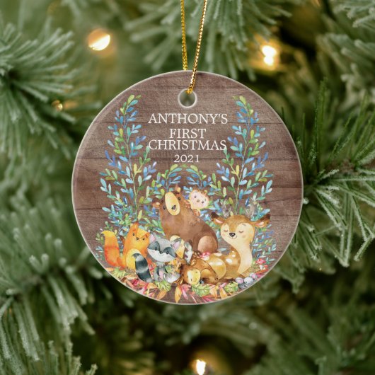 Bosdieren Baby's Eerste Kerst Ornament (Boom)