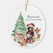 Bosdieren Baby's Eerste Kerstmis Keramisch Ornament (Links)