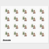 Bosdieren | Beer en Vogel Baby Shower Favorietsuik Ronde Sticker (Vel)