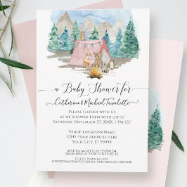Bosdieren Beer Floral Girl Baby shower Kaart