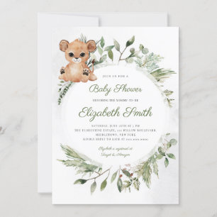 Bosdieren Beer Groen Baby shower Invitat Kaart