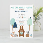 Bosdieren Beer Rustic Blauw Bruin Kaart (Staand voorkant)