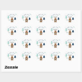 Bosdieren Beer Rustiek Blauw Bruin Hart Sticker (Vel)