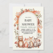 Bosdieren Beer Vos Baby Shower Kaart (Voorkant)