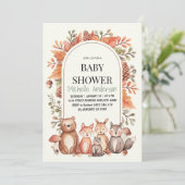 Bosdieren Beer Vos Baby Shower Kaart (Staand voorkant)