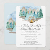 Bosdieren Beer Waterverf Baby shower in Kaart (Voorkant / Achterkant)