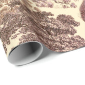 bosdieren Beige Roze Toile Naadloos Cadeaupapier (Rol Hoek)