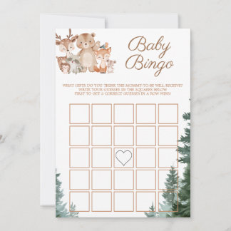 Bosdieren Bingo Baby Shower Spel Kaart