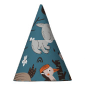 Bosdieren, blauw, Scandinavische stijl Feesthoedjes (Rechts)