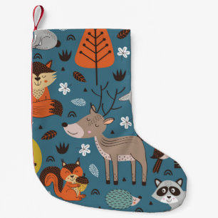 Bosdieren, blauw, Scandinavische stijl Kleine Kerstsok