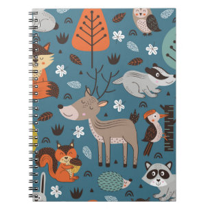 Bosdieren, blauw, Scandinavische stijl Notitieboek