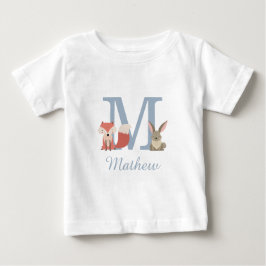 Bosdieren Blauwe Baby Jongen Initiaal Monogram