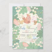 Bosdieren Bloemen Foliage Baby shower Kaart (Voorkant)