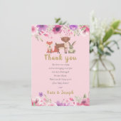 Bosdieren Bloemige Baby Shower Bedankt Gedicht (Staand voorkant)