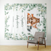 Bosdieren Bloemige Baby Shower Wandkleed (In Situ (horizontaal))