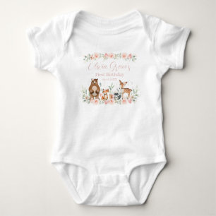 Bosdieren Blush Bloemen 1e Verjaardag Outfit Romper