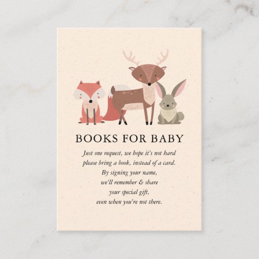 Bosdieren Boekverzoek Bos Baby Shower Informatiekaartje (Voorkant)