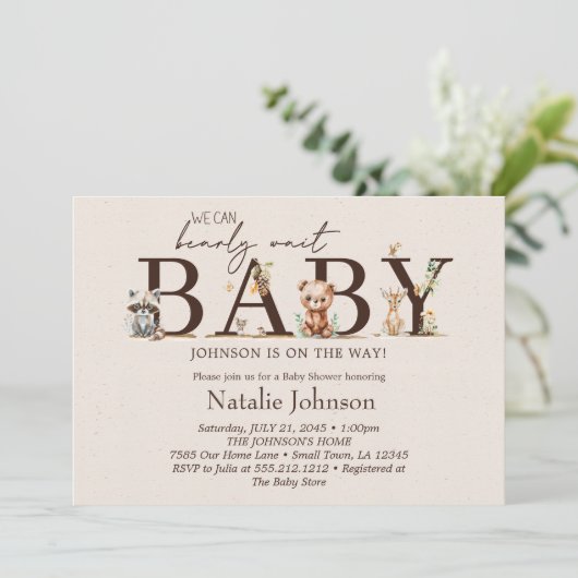 Bosdieren Boho Baby shower Kaart (Staand voorkant)