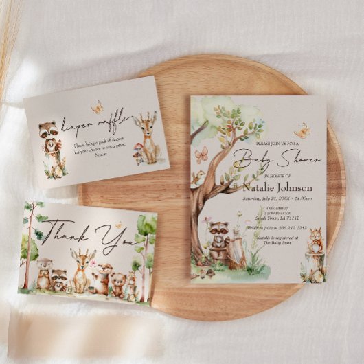 Bosdieren Boho Baby shower Kaart