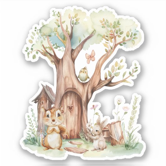 Bosdieren Boho Baby shower Sticker (Voorkant)
