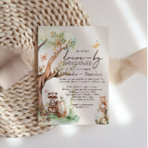 Bosdieren Boho Drive-By Baby Shower Uitnodiging