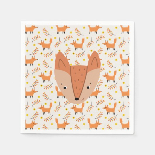 Bosdieren Boho ontwerp Vos Servet (Voorkant)