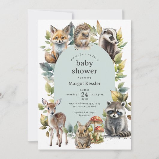 Bosdieren Boog Baby Shower Kaart (Voorkant)