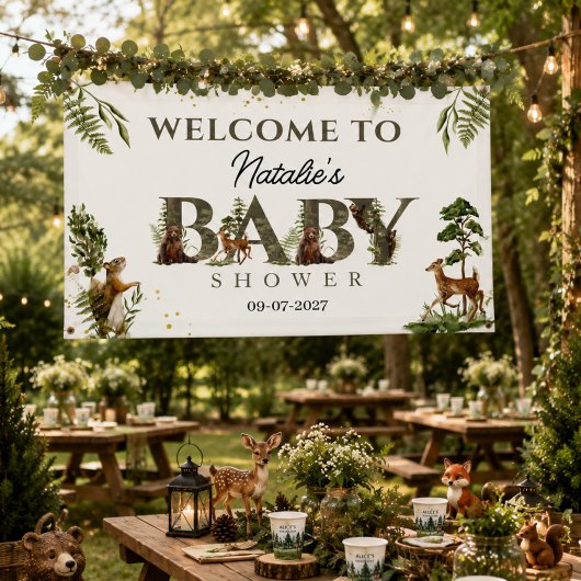 Bosdieren Bos Baby Shower Spandoek